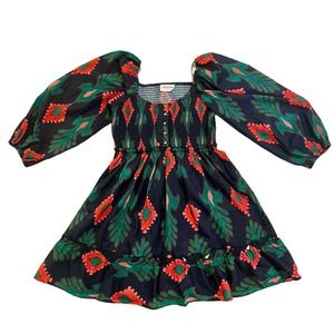First Love Abstract Print Babydoll Smocked Dress Women’s Size Large